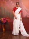 JK Designer White Organza Party Wear Sarees Wholesale Clothing Suppliers In India
